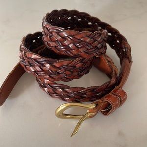 Coach Heritage British Tan Braided Belt with Brass Buckle Size 38